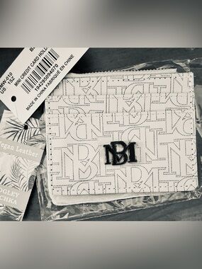 Badgley Mischka White Logo Monogram Card Holder